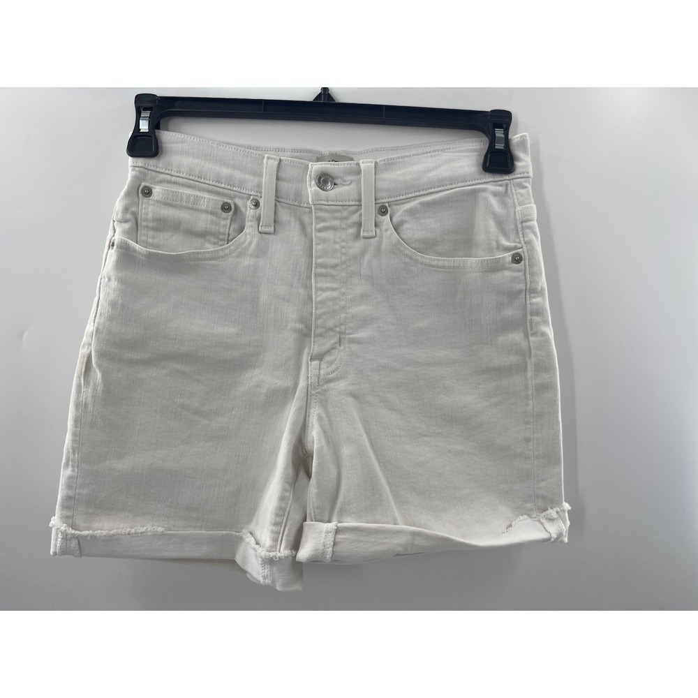 J.Crew White Denim High Rise Cuffed Jean Shorts Size 27